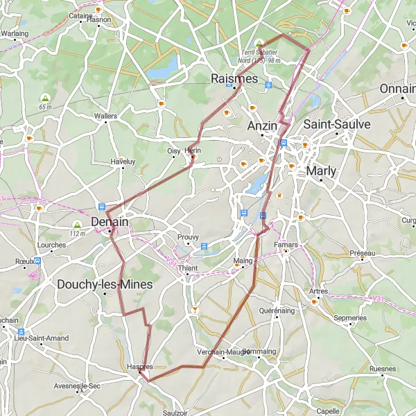 Miniature de la carte de l'inspiration cycliste "Les Chemins de Traverse" dans la Nord-Pas de Calais, France. Générée par le planificateur d'itinéraire cycliste Tarmacs.app