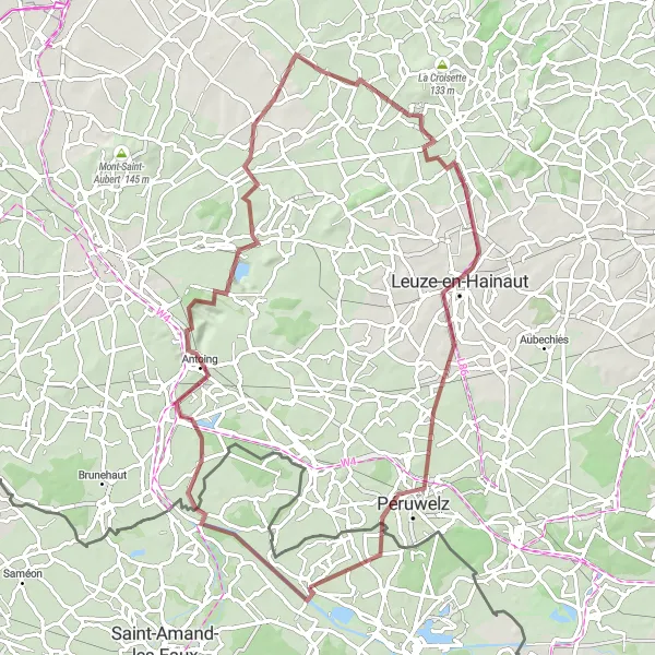 Map miniature of "Hergnies Gravel Tour" cycling inspiration in Nord-Pas de Calais, France. Generated by Tarmacs.app cycling route planner