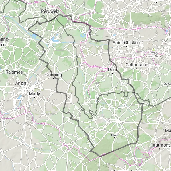 Miniature de la carte de l'inspiration cycliste "Le Tour de la Campagne du Nord" dans la Nord-Pas de Calais, France. Générée par le planificateur d'itinéraire cycliste Tarmacs.app