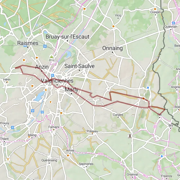 Miniature de la carte de l'inspiration cycliste "Les Sentiers de l'Écureuil" dans la Nord-Pas de Calais, France. Générée par le planificateur d'itinéraire cycliste Tarmacs.app