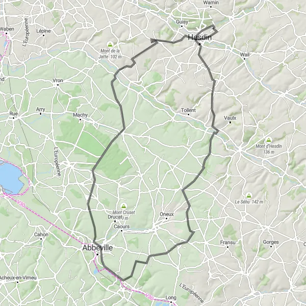 Map miniature of "Nord-Pas de Calais Explorer" cycling inspiration in Nord-Pas de Calais, France. Generated by Tarmacs.app cycling route planner
