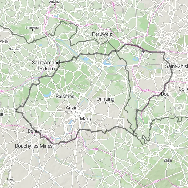 Map miniature of "Road Cycling Adventure" cycling inspiration in Nord-Pas de Calais, France. Generated by Tarmacs.app cycling route planner