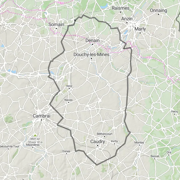 Map miniature of "The Ultimate Road Challenge" cycling inspiration in Nord-Pas de Calais, France. Generated by Tarmacs.app cycling route planner