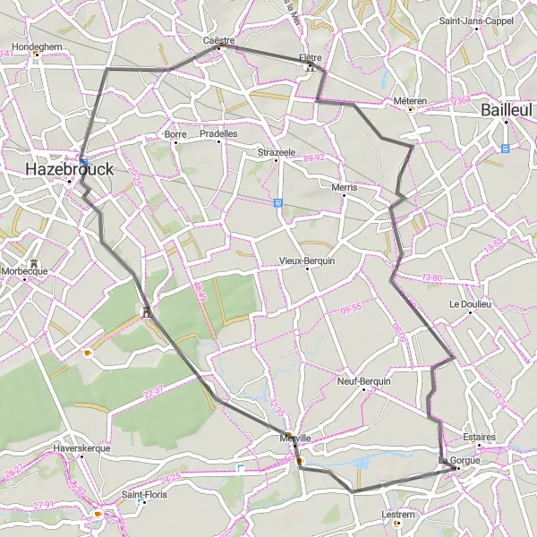 Miniature de la carte de l'inspiration cycliste "Circuit des Villes Historiques" dans la Nord-Pas de Calais, France. Générée par le planificateur d'itinéraire cycliste Tarmacs.app