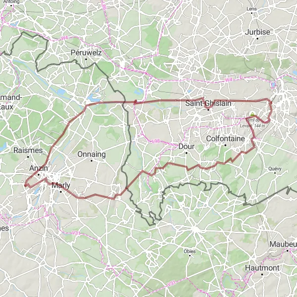 Map miniature of "The Mining Heritage" cycling inspiration in Nord-Pas de Calais, France. Generated by Tarmacs.app cycling route planner