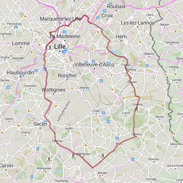 Miniature de la carte de l'inspiration cycliste "Parcours nature et patrimoine" dans la Nord-Pas de Calais, France. Générée par le planificateur d'itinéraire cycliste Tarmacs.app