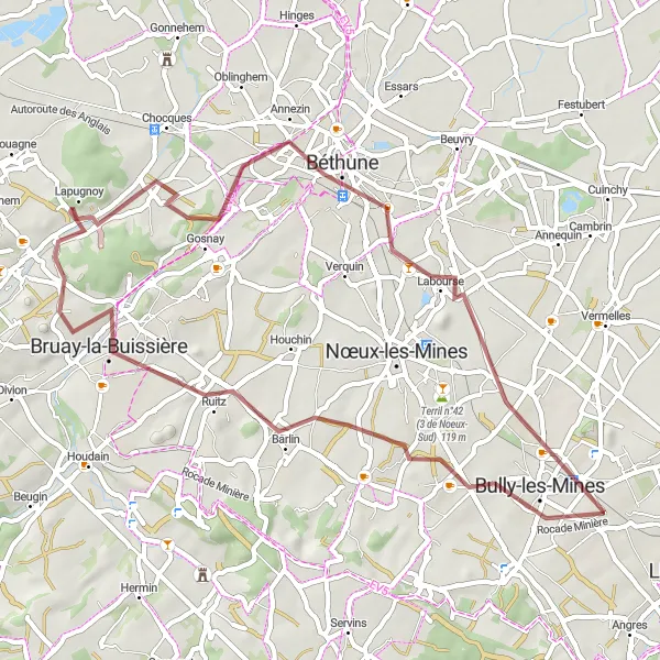 Miniature de la carte de l'inspiration cycliste "Le Tour de Annezin" dans la Nord-Pas de Calais, France. Générée par le planificateur d'itinéraire cycliste Tarmacs.app