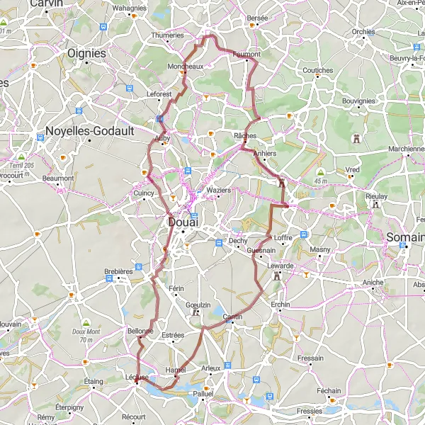 Miniature de la carte de l'inspiration cycliste "Tour de Mont Privé" dans la Nord-Pas de Calais, France. Générée par le planificateur d'itinéraire cycliste Tarmacs.app