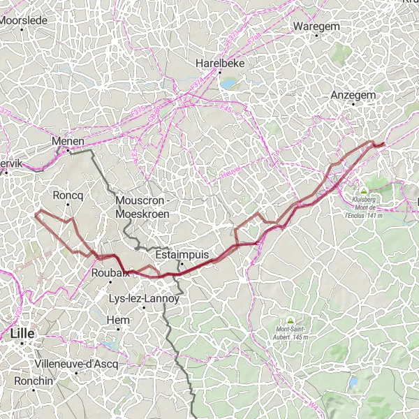 Map miniature of "Leers-Nord Exploration" cycling inspiration in Nord-Pas de Calais, France. Generated by Tarmacs.app cycling route planner