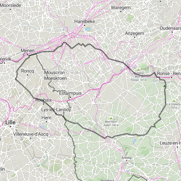 Map miniature of "The Road Explorer" cycling inspiration in Nord-Pas de Calais, France. Generated by Tarmacs.app cycling route planner