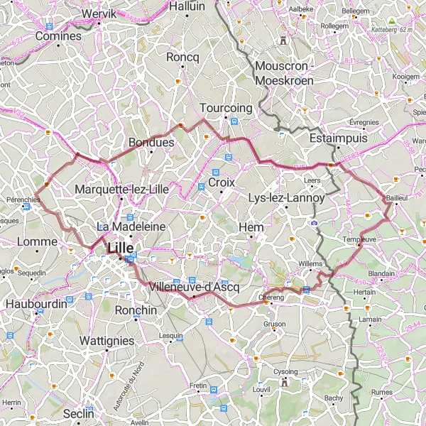 Miniature de la carte de l'inspiration cycliste "Exploration du Château du Vert-Bois" dans la Nord-Pas de Calais, France. Générée par le planificateur d'itinéraire cycliste Tarmacs.app
