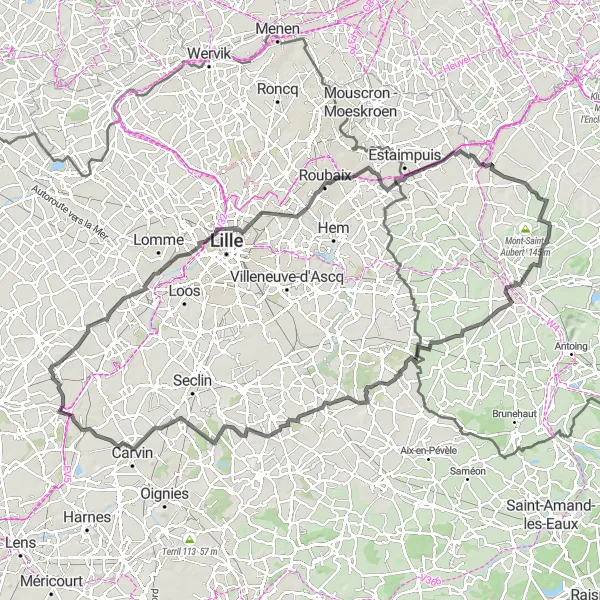 Map miniature of "Marquillies Circuit II" cycling inspiration in Nord-Pas de Calais, France. Generated by Tarmacs.app cycling route planner