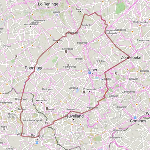 Miniature de la carte de l'inspiration cycliste "Gravel Adventure through Charming Villages" dans la Nord-Pas de Calais, France. Générée par le planificateur d'itinéraire cycliste Tarmacs.app