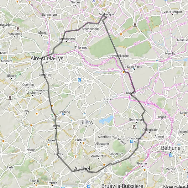 Map miniature of "Discover the Beauty of Lambres and Surroundings" cycling inspiration in Nord-Pas de Calais, France. Generated by Tarmacs.app cycling route planner