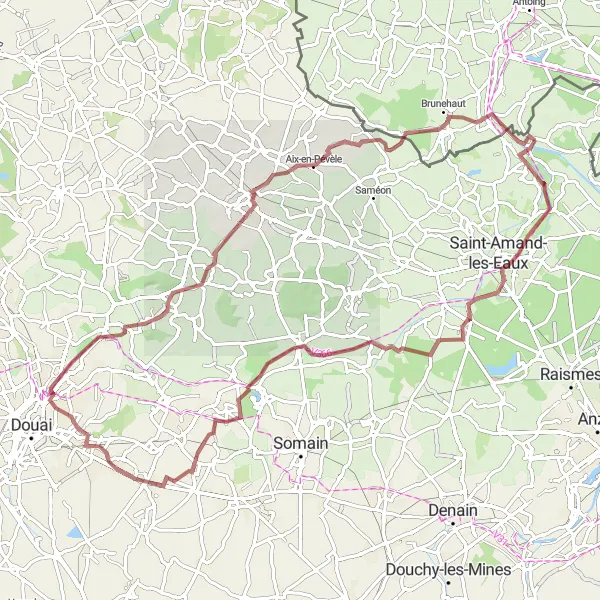 Map miniature of "Gravel Adventure" cycling inspiration in Nord-Pas de Calais, France. Generated by Tarmacs.app cycling route planner