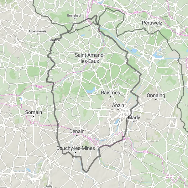 Map miniature of "The Château-l'Abbaye Road" cycling inspiration in Nord-Pas de Calais, France. Generated by Tarmacs.app cycling route planner