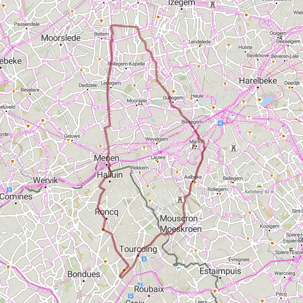 Map miniature of "Bois de Boulogne Gravel Loop" cycling inspiration in Nord-Pas de Calais, France. Generated by Tarmacs.app cycling route planner