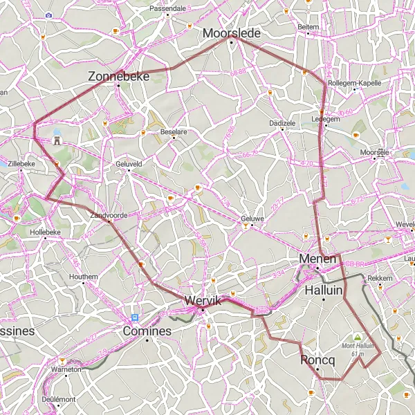 Map miniature of "Scenic Gravel Ride to Mont Halluin" cycling inspiration in Nord-Pas de Calais, France. Generated by Tarmacs.app cycling route planner
