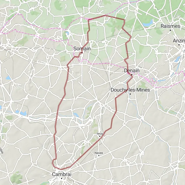 Map miniature of "Iron Horse Loop" cycling inspiration in Nord-Pas de Calais, France. Generated by Tarmacs.app cycling route planner