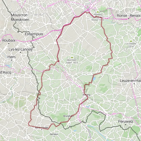 Miniature de la carte de l'inspiration cycliste "Le Tour des Collines de Bachy à Nomain" dans la Nord-Pas de Calais, France. Générée par le planificateur d'itinéraire cycliste Tarmacs.app