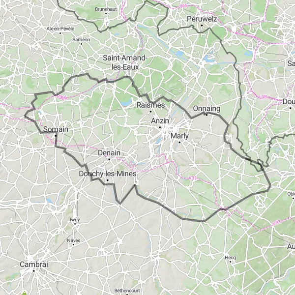 Map miniature of "The Industrial Heritage Tour" cycling inspiration in Nord-Pas de Calais, France. Generated by Tarmacs.app cycling route planner