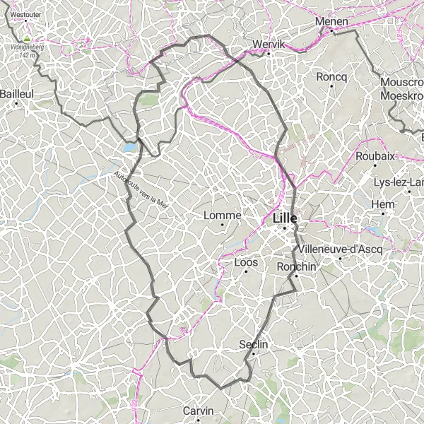 Map miniature of "Scenic Road Tour with Local Charms" cycling inspiration in Nord-Pas de Calais, France. Generated by Tarmacs.app cycling route planner