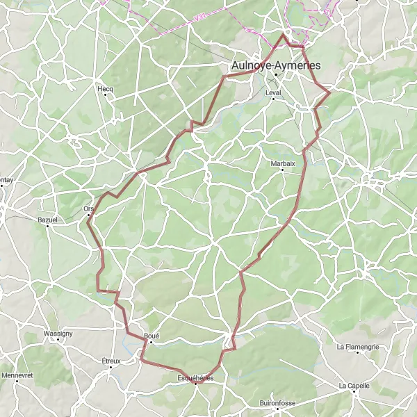 Map miniature of "Hidden Gems of Pont-sur-Sambre" cycling inspiration in Nord-Pas de Calais, France. Generated by Tarmacs.app cycling route planner