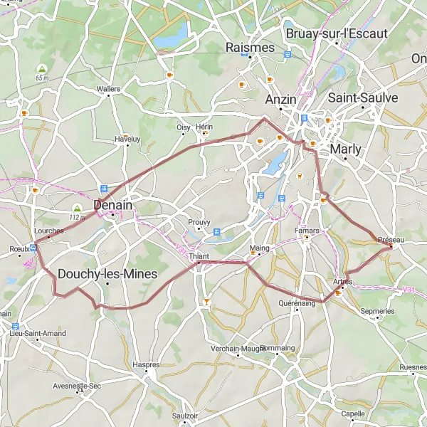 Miniature de la carte de l'inspiration cycliste "Lourches et Maison du prévot" dans la Nord-Pas de Calais, France. Générée par le planificateur d'itinéraire cycliste Tarmacs.app