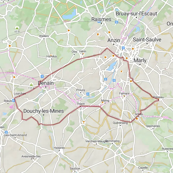 Map miniature of "The Rural Delight" cycling inspiration in Nord-Pas de Calais, France. Generated by Tarmacs.app cycling route planner