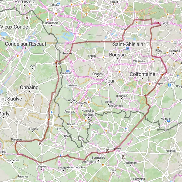 Map miniature of "The Great Gravel Adventure" cycling inspiration in Nord-Pas de Calais, France. Generated by Tarmacs.app cycling route planner