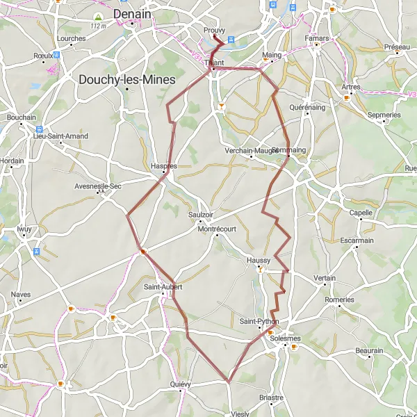 Miniature de la carte de l'inspiration cycliste "Boucle de la Campagne" dans la Nord-Pas de Calais, France. Générée par le planificateur d'itinéraire cycliste Tarmacs.app