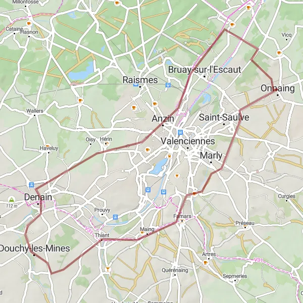 Miniature de la carte de l'inspiration cycliste "Circuit de Quarouble des Mimollettes" dans la Nord-Pas de Calais, France. Générée par le planificateur d'itinéraire cycliste Tarmacs.app