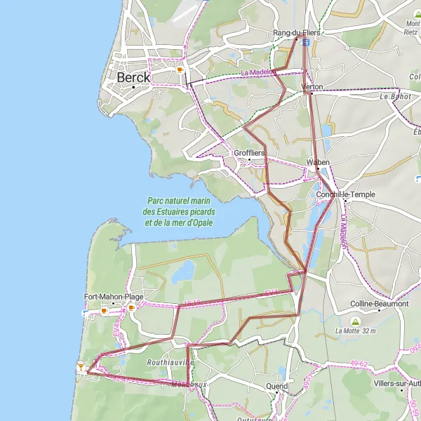 Map miniature of "Gravel Adventure" cycling inspiration in Nord-Pas de Calais, France. Generated by Tarmacs.app cycling route planner