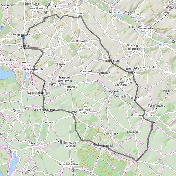 Map miniature of "Coastal Challenge" cycling inspiration in Nord-Pas de Calais, France. Generated by Tarmacs.app cycling route planner