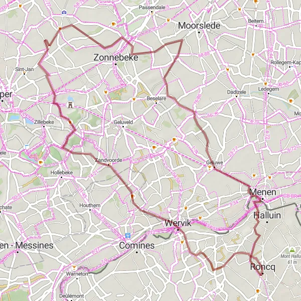 Miniature de la carte de l'inspiration cycliste "Les Chemins Historiques" dans la Nord-Pas de Calais, France. Générée par le planificateur d'itinéraire cycliste Tarmacs.app