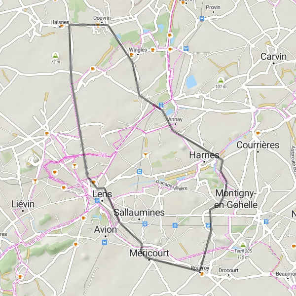 Map miniature of "Terril 81 Loop" cycling inspiration in Nord-Pas de Calais, France. Generated by Tarmacs.app cycling route planner