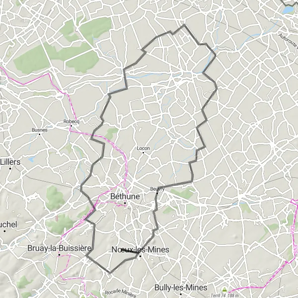 Map miniature of "Laventie Adventure" cycling inspiration in Nord-Pas de Calais, France. Generated by Tarmacs.app cycling route planner