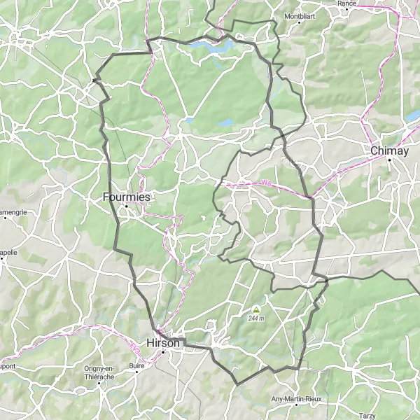 Map miniature of "Experience the Beauty of La Neuville-aux-Joûtes" cycling inspiration in Nord-Pas de Calais, France. Generated by Tarmacs.app cycling route planner