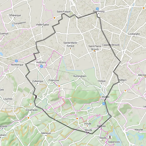 Map miniature of "Bike Route 23433" cycling inspiration in Nord-Pas de Calais, France. Generated by Tarmacs.app cycling route planner