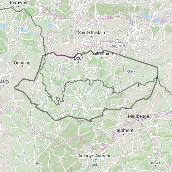 Map miniature of "The Majestic Loop" cycling inspiration in Nord-Pas de Calais, France. Generated by Tarmacs.app cycling route planner