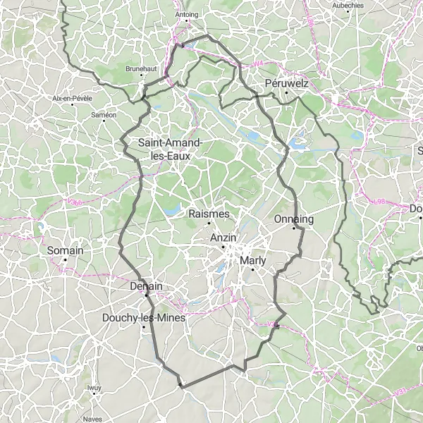 Map miniature of "Haspres to Saint-Martin-sur-Écaillon" cycling inspiration in Nord-Pas de Calais, France. Generated by Tarmacs.app cycling route planner