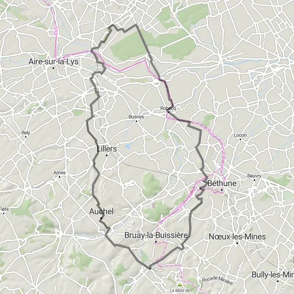 Map miniature of "Road Route from Steenbecque to Steenbecque" cycling inspiration in Nord-Pas de Calais, France. Generated by Tarmacs.app cycling route planner