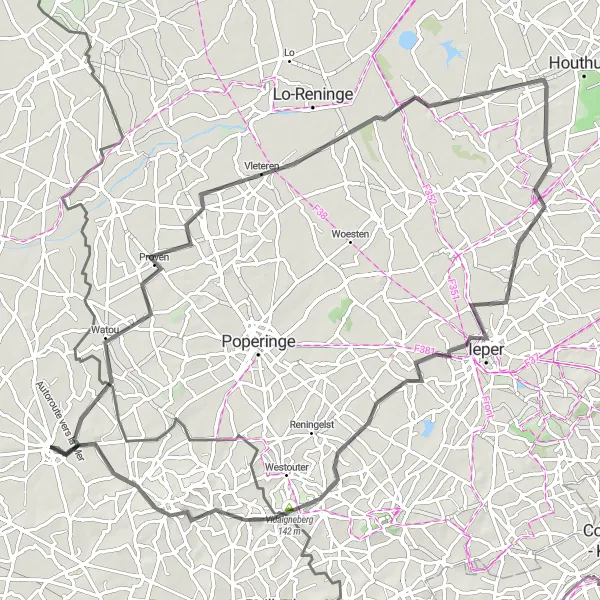 Map miniature of "Countryside Charm" cycling inspiration in Nord-Pas de Calais, France. Generated by Tarmacs.app cycling route planner