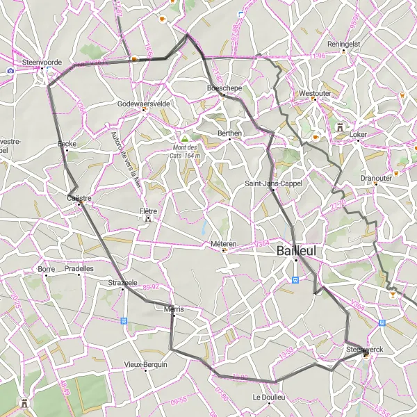 Miniature de la carte de l'inspiration cycliste "Parcours Champêtre et Rural" dans la Nord-Pas de Calais, France. Générée par le planificateur d'itinéraire cycliste Tarmacs.app
