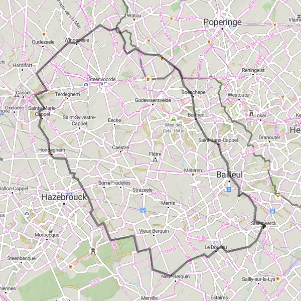 Map miniature of "The Countryside Tour" cycling inspiration in Nord-Pas de Calais, France. Generated by Tarmacs.app cycling route planner