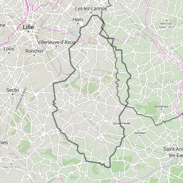 Map miniature of "Willems to Forest-sur-Marque Loop" cycling inspiration in Nord-Pas de Calais, France. Generated by Tarmacs.app cycling route planner