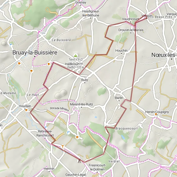 Miniature de la carte de l'inspiration cycliste "Circuit de Barlin" dans la Nord-Pas de Calais, France. Générée par le planificateur d'itinéraire cycliste Tarmacs.app