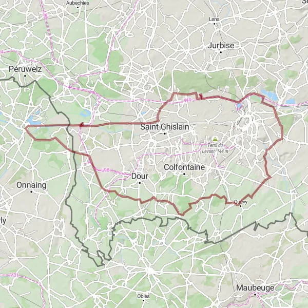 Miniature de la carte de l'inspiration cycliste "Les Chemins de l'Escaut" dans la Nord-Pas de Calais, France. Générée par le planificateur d'itinéraire cycliste Tarmacs.app