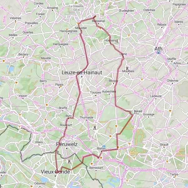 Map miniature of "The Bury Loop" cycling inspiration in Nord-Pas de Calais, France. Generated by Tarmacs.app cycling route planner