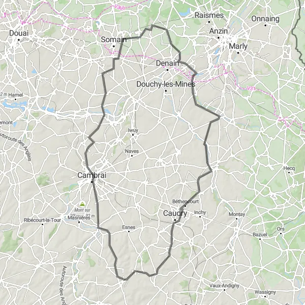 Map miniature of "Journey Through History" cycling inspiration in Nord-Pas de Calais, France. Generated by Tarmacs.app cycling route planner